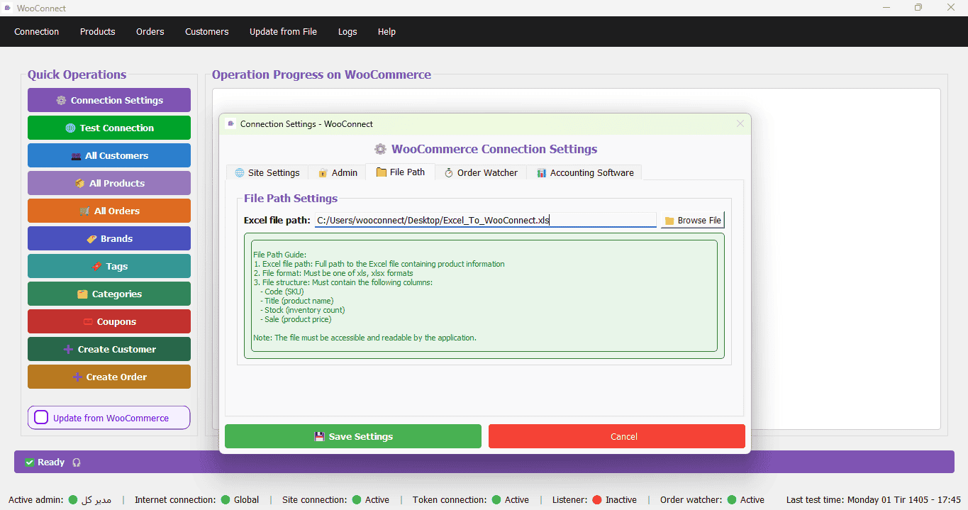 Connect Excel to WooCommerce with WooConnect software